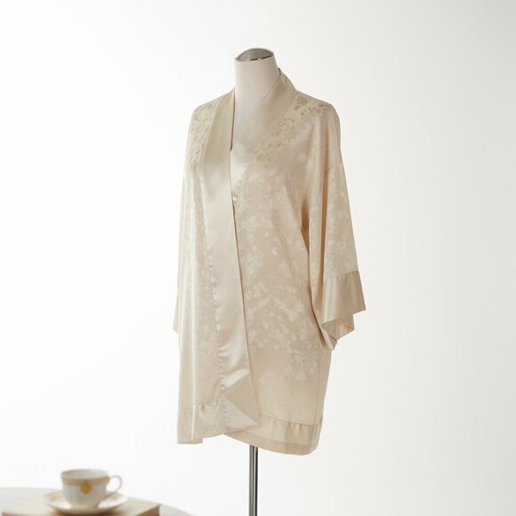 Cacique Other - Cacique Lingerie Satin Kimono Robe Petite Small Cream